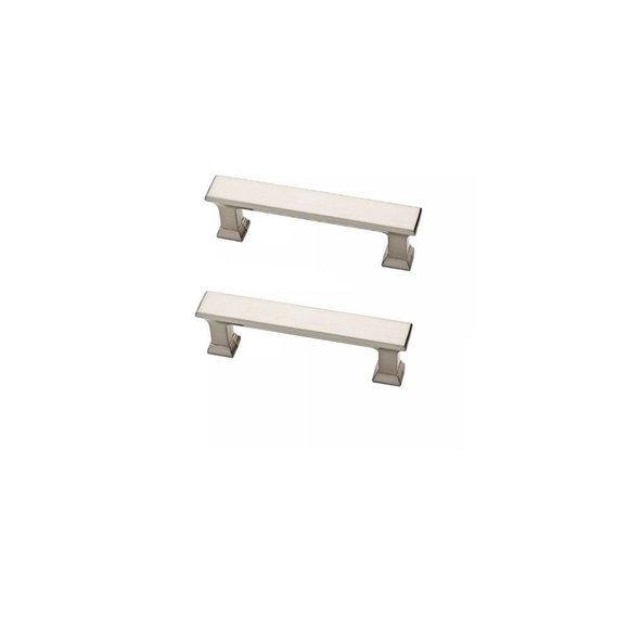 Drawer pulls cabinet hardware 3" square 2 pk silver satin nickel DIY furniture